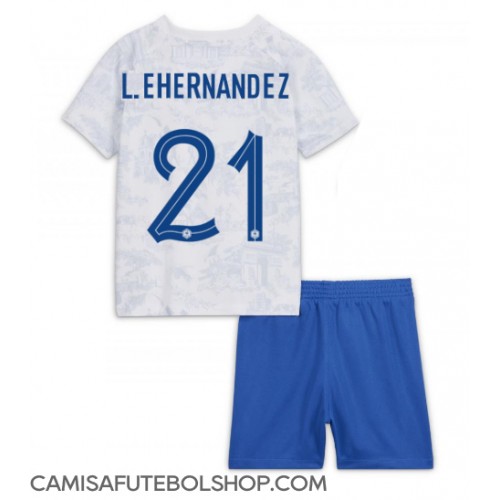 Camisa de time de futebol França Lucas Hernandez #21 Replicas 2º Equipamento Infantil Mundo 2022 Manga Curta (+ Calças curtas)